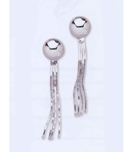 Boucles d'oreilles pendantes d'argent massif boules quatre fils