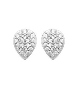 Boucles d'oreilles plates argent massif zirconium en poire