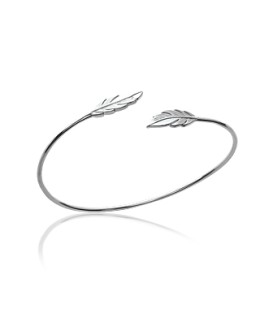 Bracelet argent ouvert feuilles