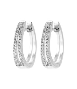 Créole boucles argent massif double anneaux de zirconium