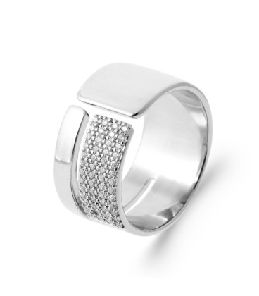 Bague originale argent massif ouverte zirconium