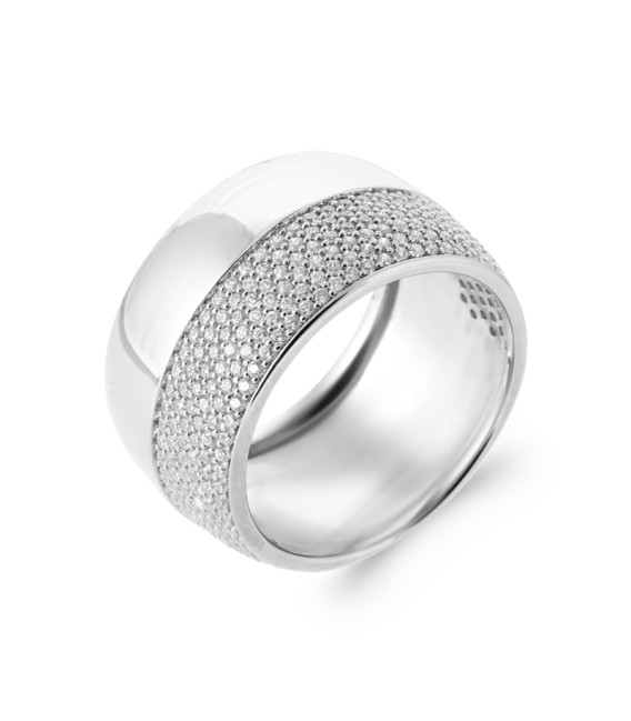 Belle bague argent massif style tube zirconium en demi jonc-1