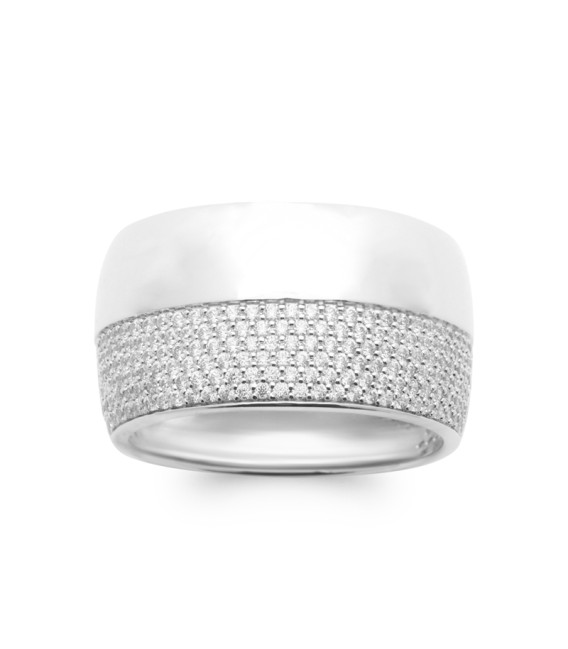 Belle bague argent massif style tube zirconium en demi jonc-1