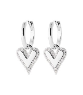 Boucles d'oreilles pendant coeur argent massif zirconium