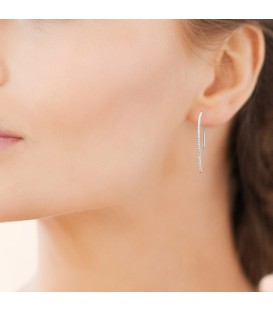 Belles boucles d'oreilles pendantes argent massif incrustées de zirconium blanc-1