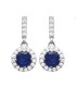 Boucles d 'oreilles argent massif pendant rond zirconium bleu et blanc